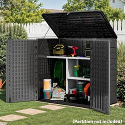 30 Cu Ft Outdoor Storage Shed, Waterproof Storage Cabinet for Bike & Garden Shed, Horizontal Outdoor Storage Shed for Garage, Pool Storage, Black