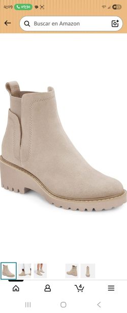 Chelsea boots with a ribbed platform for women, with a high and thick heel, non-slip, with a suede skin without cords and fashionable, military style