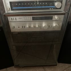 Vintage 1980s Pioneer Stereo System With Technics Turntable