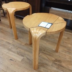 Pair Of MCM ARTEC Alvar Aalto Fan Leg Stools