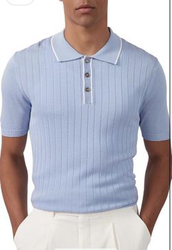 Men’s Kitted Light Blue Polo Shirt
