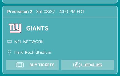Dolphins/Giants-Black East parking pass