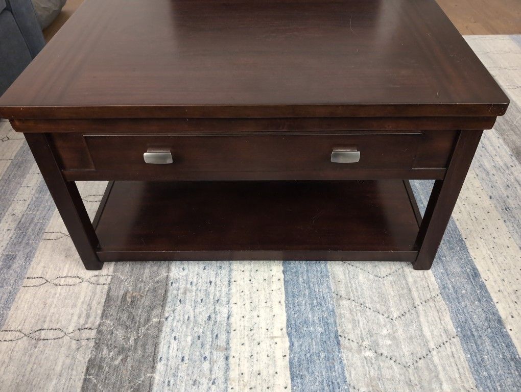 Brown Wood Coffee Table With Storage