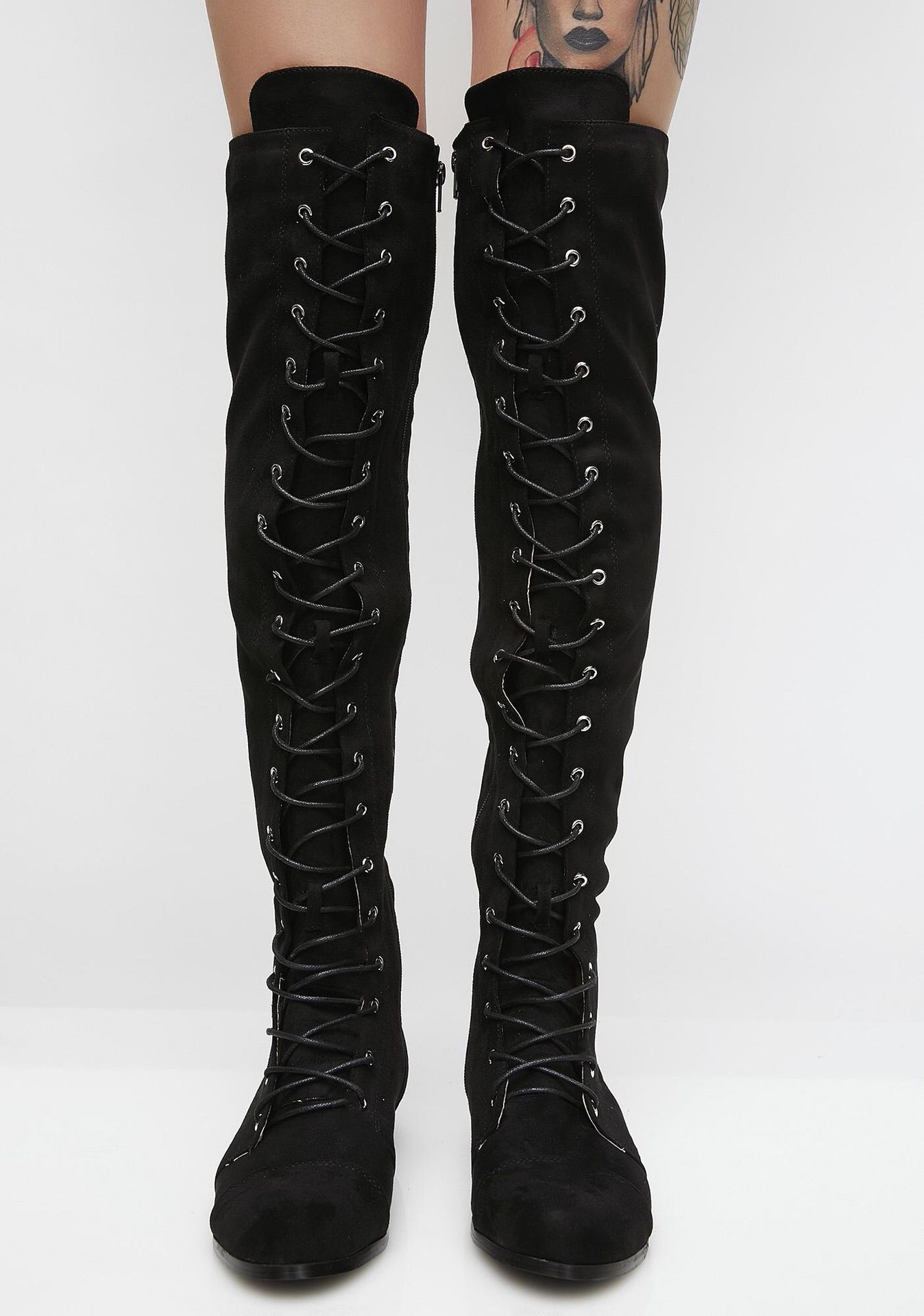 Dolls Kill Lace up thigh high boots
