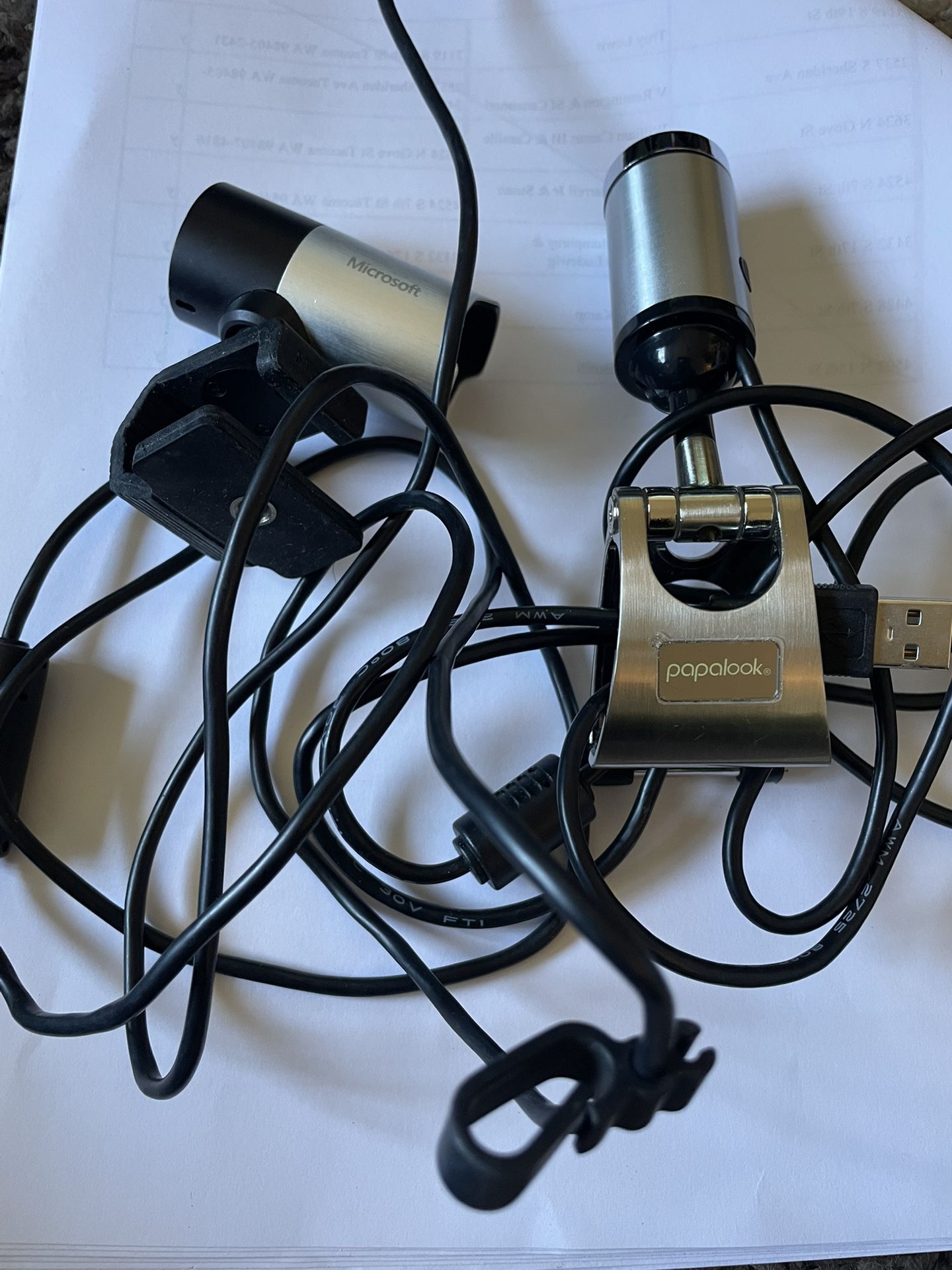 Two Webcams Microsoft And Papalook 