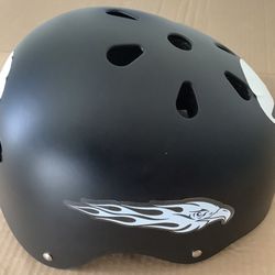 Brand New - Sports Helmet - Black Matte - Punisher Design - Removable Adjustable Liner $20.00