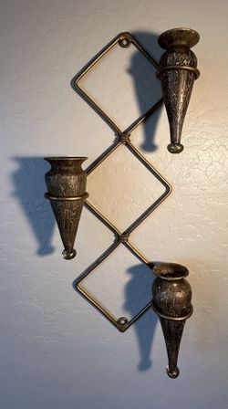 Beautiful Vases & Metal Wall Art - 28in X 11in