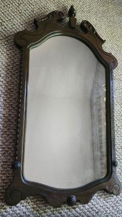 Ornate Dark Wood Vintage Mirror