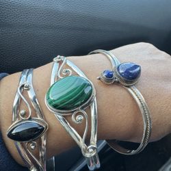 .925 Cuffs With Genuine Stones