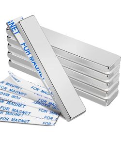 6Pcs Neodymium Magnets with Adhesive Backing 60x10x3mm Silver ,Fridge Magnetic Strips Refrigerator Blocks Crafts Extra Super Sticky Bar for Science Ex