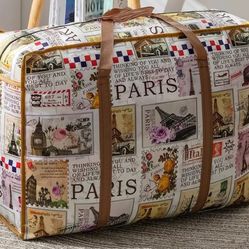 Vintage Style Paris Large Size Travel Storage Bag
