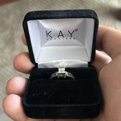 Black & White Diamond Engagement Ring 1 ct tw 10K White Gold