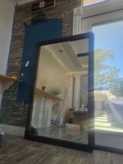 Dark cherry wood mirror