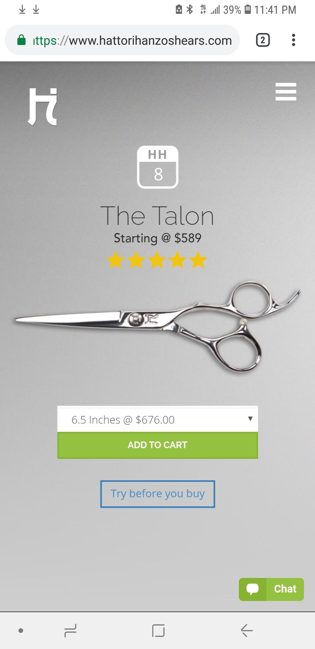 Hattori Hanzo 6.5" "Talon" Hair Cutting Shears
