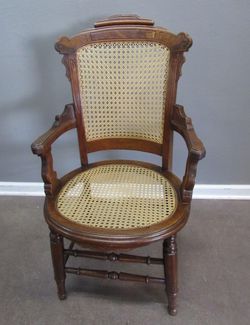 Antique/Vintage Eastlake Cane Seat Arm Chair.