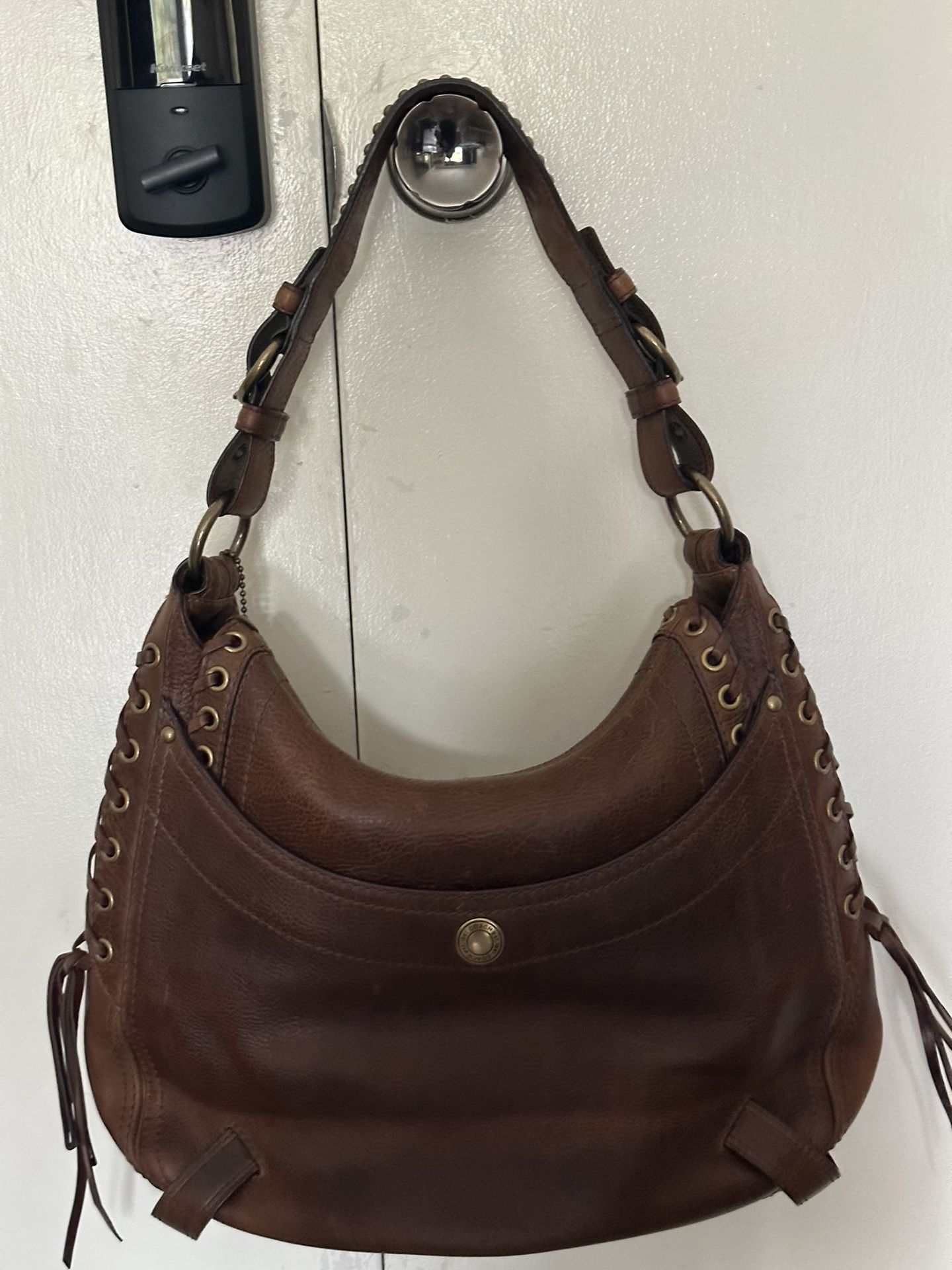 Coach Vintage Tobacco Abbey Lace Flap Vachetta Leather