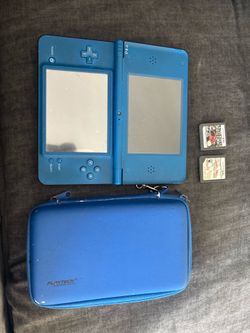 Nintendo DS Lite Blue Bundle + Mario Kart DS + Mortal Kombat + Case