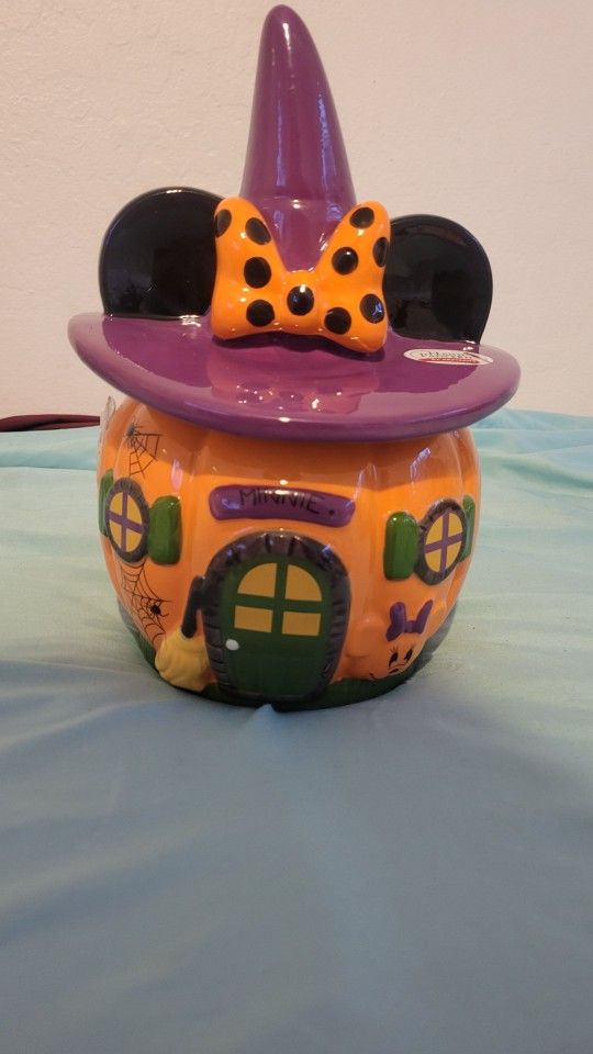 2024 MICKEY & Minnie Mouse Pumpkin House Witch Hat Halloween Cookie Jar Canister