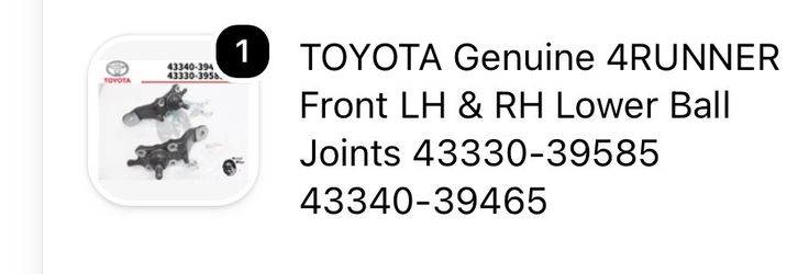 TOYOTA 4RUNNER Front LH & RH Lower Ball Joints