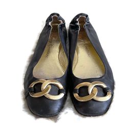 Juicy Couture Vintage Black Leather Ballet Flat