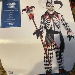 Sinister Jester (joker) Costume 5pc Kids X-Large 14-16