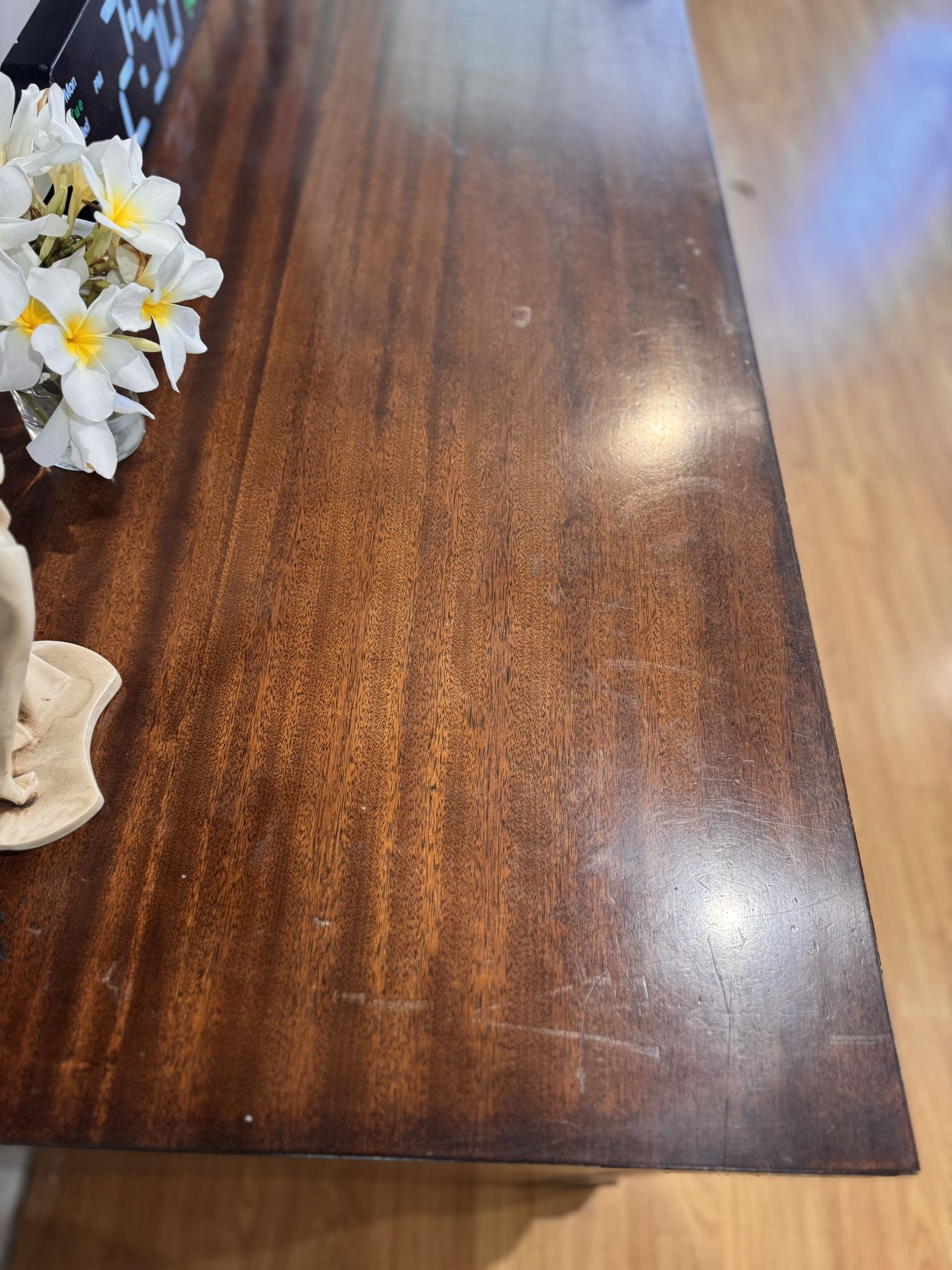 Solid Wood Entertainment Center with Glass Cabinets & Drawers