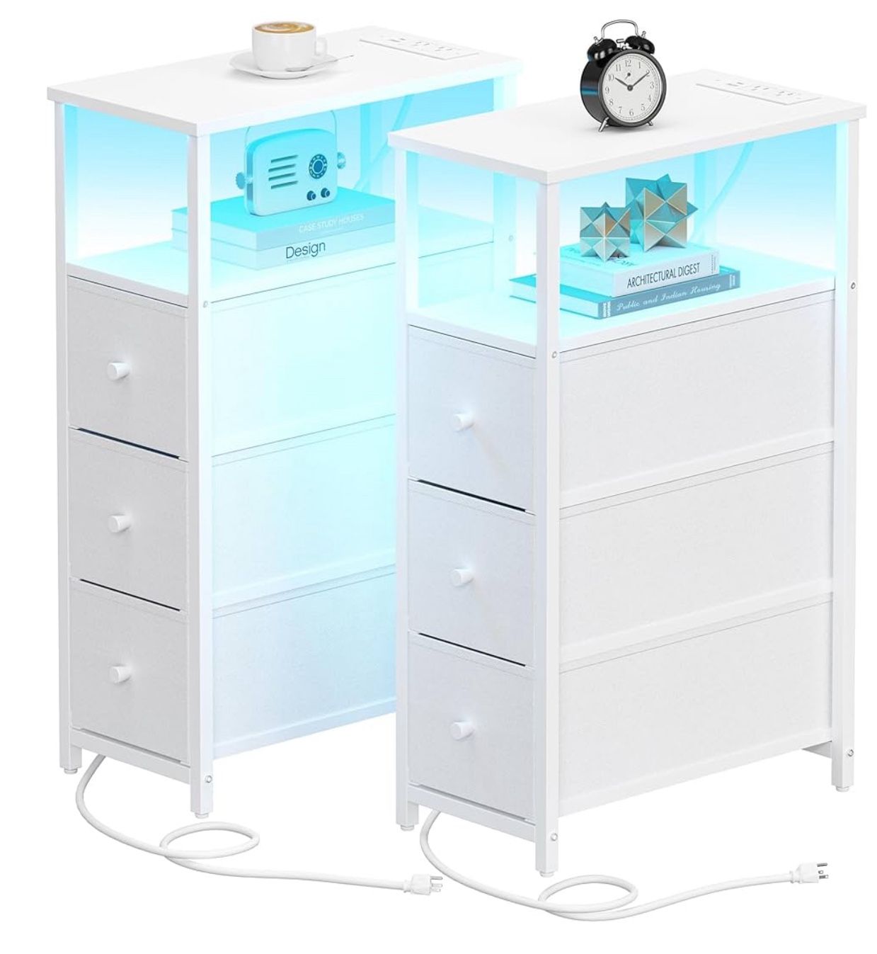 End Tables With Led Light Set Of 2