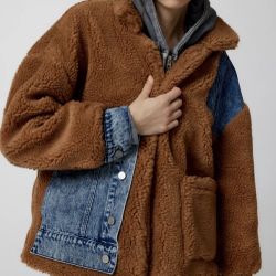 BLANKNYC Under Wraps Fleece & Denim Trucker Jacket NWOT