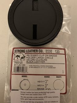 Badge Holder - Recessed Belt Clip On - Black Leather