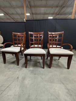 Set of Six Classic Wood Dining Armchair with Lattice Back