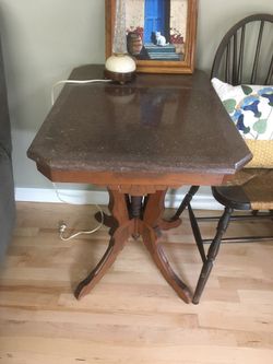 Antique Red Marble Table With Handmade Base