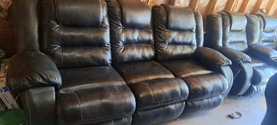 Leather Couches With Cup Holders Black