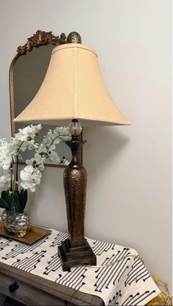 38” H bronze glass tall table lamp