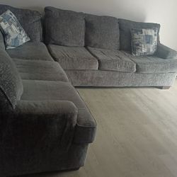 Grey Sectional Two Piece  With Pillows