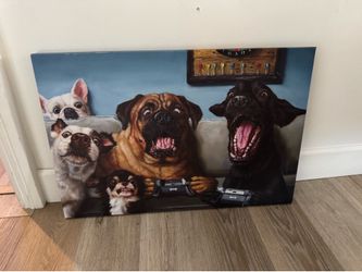 Dogs Playing Video Games Canvas Wall Art