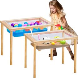 2 Sets Sensory Table Wood Sand Table Water Table Interactive Kids Activity Table Kids Art Table Gift for Kids Toddlers Classroom Preschool Play