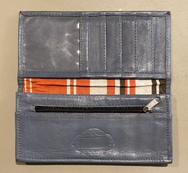 Leaders Teal Leather Bifold Wallet – Good Condition, Coin Pouch, Clear ID Slot