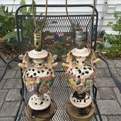 Vintage Pair Capodimonte Lamps