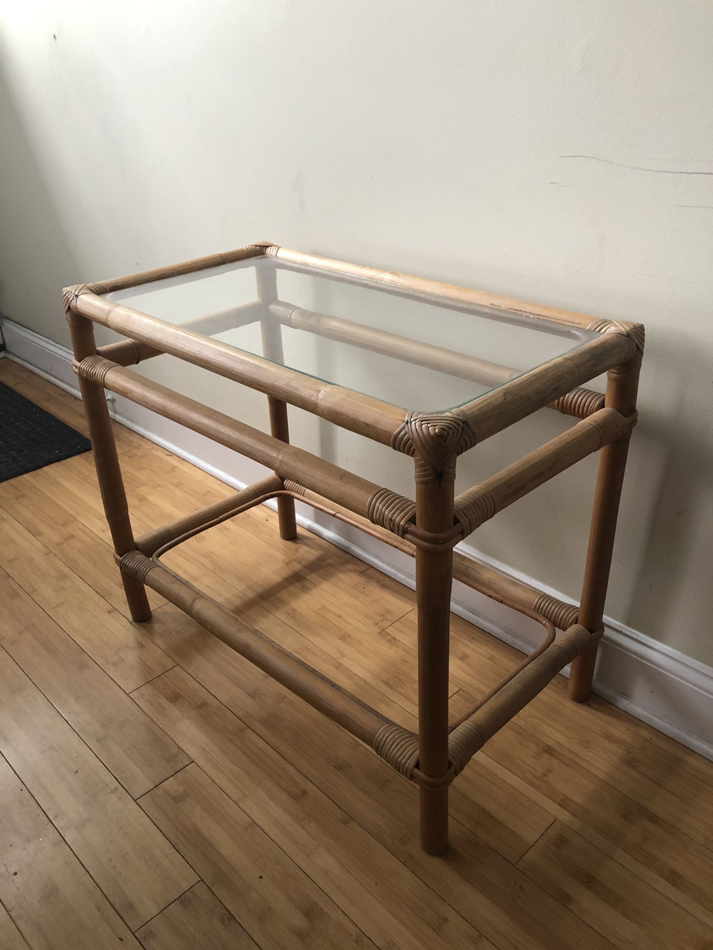 Glass Top Bamboo Table