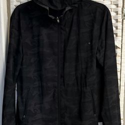 Vuori Lightweight Black Camouflage Hood Jacket Size XS