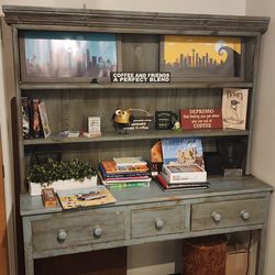Vintage Distressed Bookshelf Grey Color