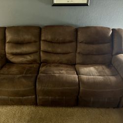 ** PRICE UPDATE**Brown Couch with 2 Recliner Sides 