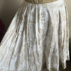 Ana women's circle skirt Beige floral sequined beaded size 4