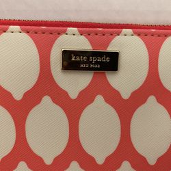 Kate Spade Lemons Pink & White Leather Wristlet