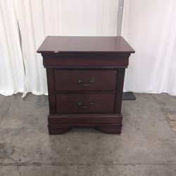Cherry Stained Hardwood Two-Drawer Nightstand
