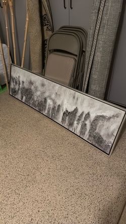 Large Black and White Abstract Canvas Painting