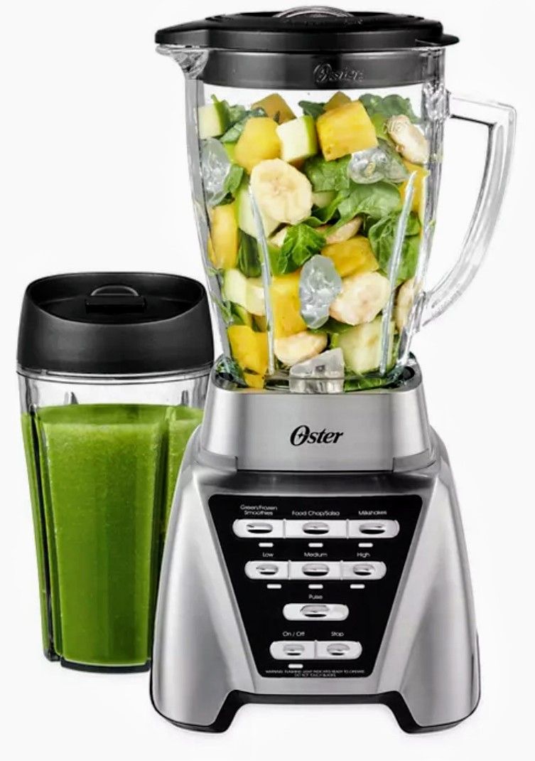 New Oster Pro 1200 Blender Brushed Nickel, comes w/ 2 smoothie cups