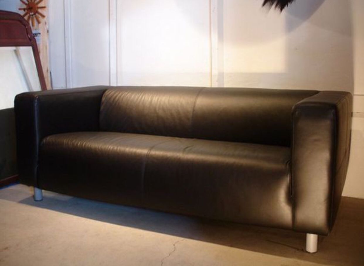 IKEA Black Leather Couch