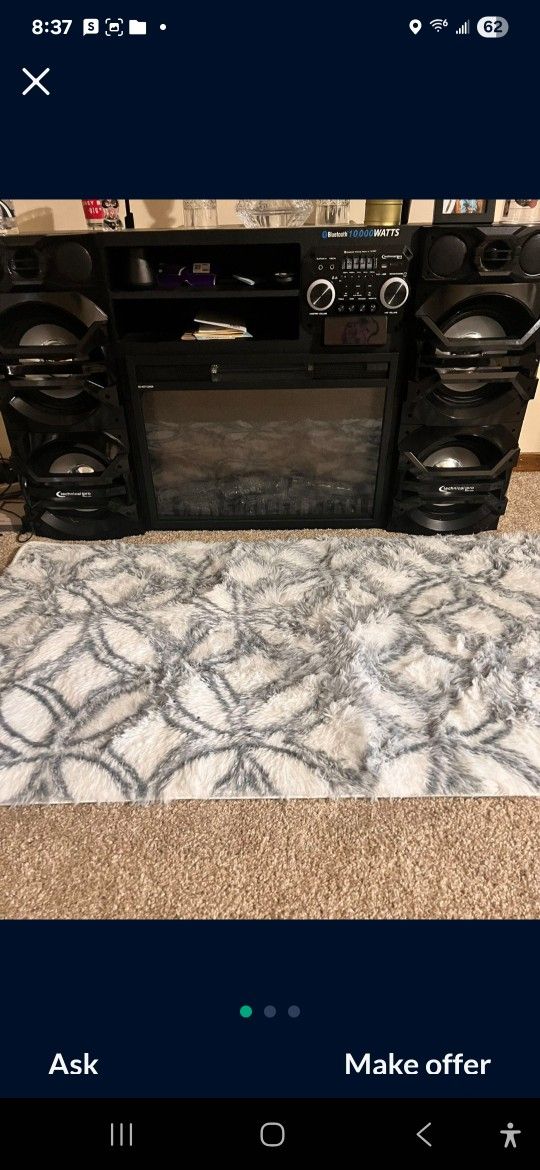 10,000 Watts Bluetooth Fireplace House Stereo