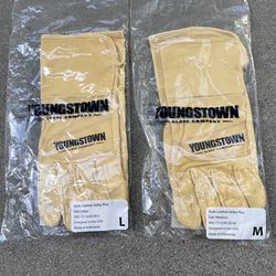 Leather Youngstown Utility Gloves. One Large Pair, One Pair Medium 